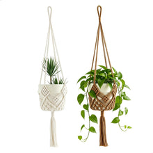 Carica l'immagine nel visualizzatore di Gallery, 2 Pezzi Portavasi da Appendere,Bohémien Vasi da Appendere Esterno Intern,Porta Vaso Appenderes in Corda Cotone con Ganci