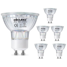 Carica l'immagine nel visualizzatore di Gallery, DiCUNO Lampadina LED GU10 6W, Equiv. 60W, 2700K, 550lm, 6 Pezzi