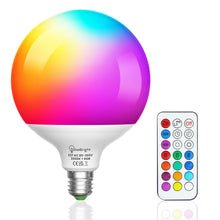 Carica l'immagine nel visualizzatore di Gallery, 10W E27 RGBW Lampadina LED con Telecomando, RGB + Bianco Caldo 3000K, Dimmerabile, 2 Modalità, Temporizzazione, Equivale