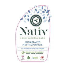 Carica l'immagine nel visualizzatore di Gallery, Nativ Igienizzante Multisuperficie 100% Naturale. 3 Flaconi da 750 ml. Igienizzante Liquido per la Casa con Olio di Eucalipto. Ideale per bagni, cucine e tutte le superfici domestiche.