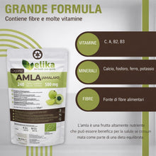 Carica l'immagine nel visualizzatore di Gallery, BIO Amla Elikafoods® BIOLOGICA. 240 compresse da 500mg. Rafforza i capelli e la pelle. Contiene vitamina C, minerali e a
