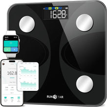 Carica l'immagine nel visualizzatore di Gallery, RunStar Bilancia pesapersone e percentuale grasso, Bilancia smart digitale e precisa con ampio display, Analizzatore di 13 dati di composizione corporea, Sync App