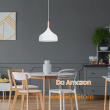 Carica l'immagine nel visualizzatore di Gallery, iDEGU Lampadario a Sospensione Retrò 24cm Lampada a Soffitto in Legna Metallo Moderna LED Lampada a Sospensione Stile Sc