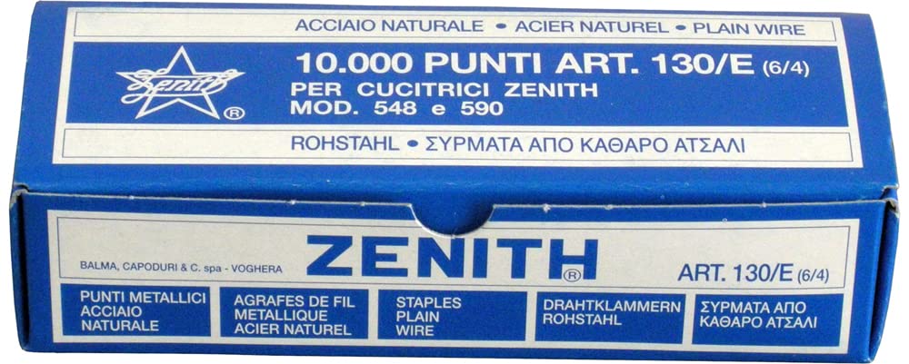 Zenith Punti Metallici Acciaio Naturale Art. 130/E (6/4) 1 Scatolina Da 10.000 Punti