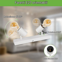 Carica l'immagine nel visualizzatore di Gallery, Kimjo Plafoniera LED Soffitto con 2 Faretti, Bianco Faretti da Soffitto E27