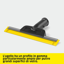 Carica l'immagine nel visualizzatore di Gallery, KÄRCHER bocchetta per finestre Comfort con lama tergivetro lunga e flessibile in gomma per una pulizia igienizzante dei vetri, accessorio originale per i pulitori a vapore Kärcher