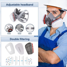Carica l'immagine nel visualizzatore di Gallery, Maschera traspirante riutilizzabile con 10 filtri - Respiratore a mezza maschera per la lavorazione del legno, saldatura