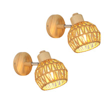 Carica l'immagine nel visualizzatore di Gallery, DELIPOP 2 Pezzi Applique da Parete Interno, E27 Lampada da Parete in Rattan