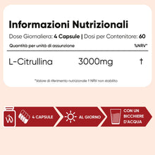 Carica l'immagine nel visualizzatore di Gallery, L Citrullina Vegana, 240 Capsule, 3000mg per Dose, con L-Citrullina Polvere