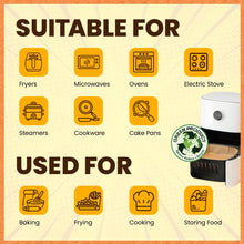 Carica l&#39;immagine nel visualizzatore di Gallery, PORTENTUM Carta forno per friggitrice ad aria 100 pezzi Food-Grade BPA Free 20 x 20 x 4,5 cm Carta Air Fryer Quadrata - Ideale per una cottura sana