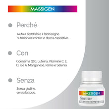 Carica l'immagine nel visualizzatore di Gallery, Massigen - Senior, Integratore Multivitaminico e Multiminerale per Over 50, Soddisfa il Fabbisogno Nutrizionale, con Coe