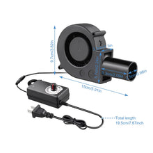 Carica l'immagine nel visualizzatore di Gallery, Ventilatore Radiale 12V, Ventilatore a Turbina, Ventola Turbo con Regolatore di Velocità e Uscita Aria per Caminetti, Pi