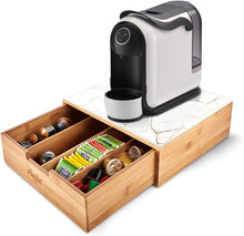 Carica l'immagine nel visualizzatore di Gallery, Avilia Porta Cialde Caffè in Bambù con Cassetto, Vetro Marmorizzato Bianco