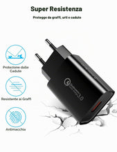 Carica l'immagine nel visualizzatore di Gallery, 4 Pezzi Caricatore USB Quick Charge 3.0 18W, Carica Batterie Cellulare, Universale Caricabatterie Alimentatore Spina USB