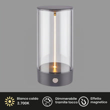 Carica l'immagine nel visualizzatore di Gallery, BRILONER - Lampada da tavolo LED senza fili con controllo touch a 4 livelli, filamento, luce bianca calda, ricarica USB-