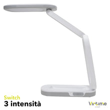 Carica l'immagine nel visualizzatore di Gallery, Lampada da Scrivania LED Touch Pieghevole e Ricaricabile – Lampada da Tavolo in ABS con 3 Intensità di Luce, Batteria 12
