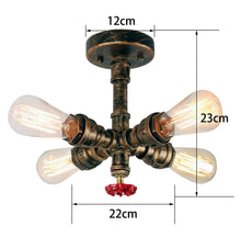 Carica l'immagine nel visualizzatore di Gallery, Plafoniera Industriale Lampada da soffittoper con 4 Yeste Lampada a sospensione a Tubo d'acqua Vintage Illuminazione E27