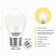 Carica l'immagine nel visualizzatore di Gallery, Aigostar Lampadina LED E27 9W (Equivalenti a 62W), Bianco Naturale 4000K, 840 Lumen, Mini Globo, CRI > 80, Non Dimmerabi