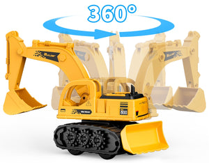 GizmoVine Escavatore Giocattolo, Ruspa, 2 in 1 Camion a Frizione Modellini con Bulldozer, Parti Resistenti e Flessibili, Spiaggia Macchinine per Bambini 2 3 4 5 Anni, Regalo di Compleanno