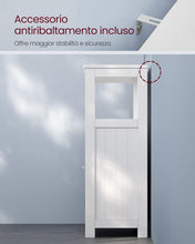 Carica l'immagine nel visualizzatore di Gallery, VASAGLE Mobile da Bagno, Mobiletto da Bagno e Cucina, Armadietto con Anta Doppia a Persiana, 30 x 60 x 80 cm, Bianco BBC40WT