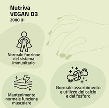 Carica l'immagine nel visualizzatore di Gallery, NUTRIVA Vegan D3, Integratore Alimentare a Base di Vitamina D3, Ideale per le Ossa e per il Supporto del Sistema Immunit
