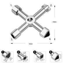 Carica l'immagine nel visualizzatore di Gallery, 4 vie chiave multiuso a quattro vie multifunzione Cross Triangle Key Cle armadio elettrico universale 4 in 1 per ascenso