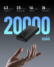 Carica l'immagine nel visualizzatore di Gallery, VRURC Power Bank 20000mAh, 22.5W Ricarica Rapida Caricatore Portatile con 3 uscite e 4 ingressi, PD3.0 QC4.0 USB C Compatto Powerbank Mini, Display a LED Batteria Esterna per iPhone Samsung Huawei ecc