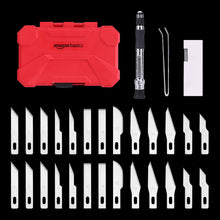 Carica l'immagine nel visualizzatore di Gallery, Amazon Basics Set di coltelli di precisione da hobbistica, confezione da 29 pezzi, Rosso