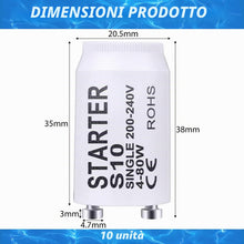 Carica l'immagine nel visualizzatore di Gallery, 10 Pezzi Starter S10 4-80W 200-240V Starter per Lampade Neon Longlife Starter Tubo Fluorescente Avviamento per Lampade L