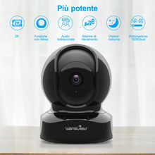 Carica l'immagine nel visualizzatore di Gallery, wansview 2K Telecamera Wifi Interno, Videocamera Sorveglianza Interno Wifi con Audio Bidirezionale e Funziona con Alexa, Telecamera Sorveglianza Wifi con Notifiche in Tempo Reale (nero)