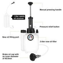 Carica l'immagine nel visualizzatore di Gallery, ASUNCELL 3L Auto Freno Sfiato, Kit di Ricambio per spurgo Manuale del Liquido dei Freni, Sistema di spurgo per Freno e Frizione, Kit Professionale di spurgo Freni con E20 Adattatore