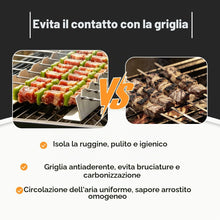 Carica l'immagine nel visualizzatore di Gallery, Set Spiedini Barbecue in Acciaio Inox, 30 Spiedini per Barbecue da 40cm e 2 Supporti a 9 Posizioni, Accessori Barbecue P