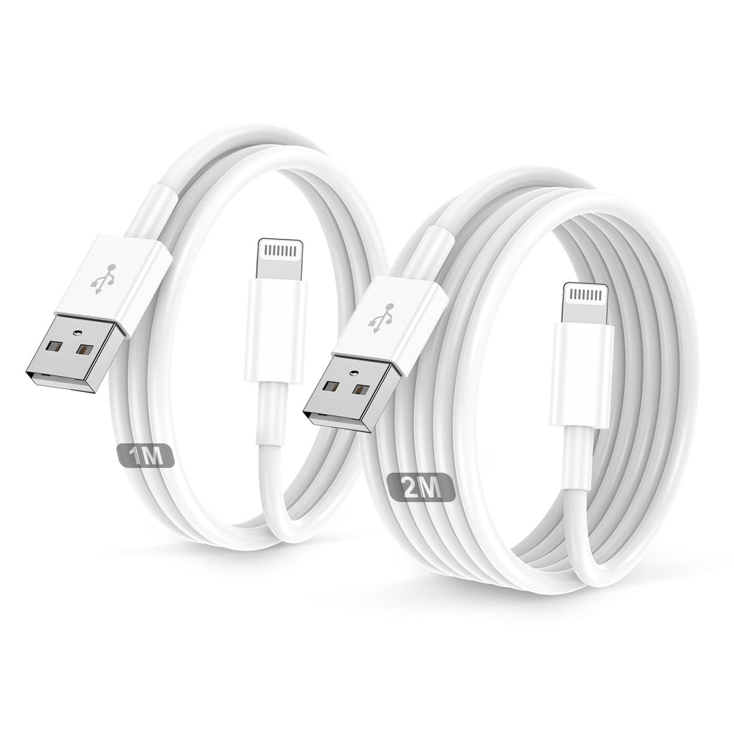 Cavo For IPhone Originale Per Apple Certificato MFi,Cavetto USB Lightning Ricarica 2Pezzi 1M+2M Per iPhone 14/13/12/11/Pro/Pro Max/Min/XR/XS/X 8/7/6s/6/5/Plus/SE/SE 2/iPad Mini 4 caricatore cavi