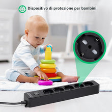 Carica l'immagine nel visualizzatore di Gallery, Aigostar Multipresa Ciabatta Elettrica a 5 Posti Presa con Interruttore, 250v/3680W Cavo 5m. Nero