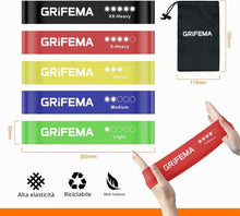 Carica l'immagine nel visualizzatore di Gallery, GRIFEMA GA5001 Fasce Elastiche Fitness Set da 5 – Elastici Palestra