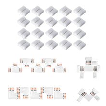 Carica l'immagine nel visualizzatore di Gallery, Amefil Connettori per strisce LED – 4 pin senza saldatura Gapless RGB L Splitter ad angolo retto e connettori a T per st