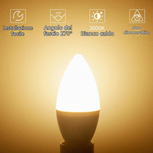 Carica l'immagine nel visualizzatore di Gallery, Lampadina LED a Candela E14, Classe energetica A, Lampadina LED E14 a Risparmio Energetico, Bianco Caldo 3000K, 2W, Lamp