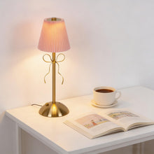 Carica l'immagine nel visualizzatore di Gallery, Lampada da Tavolo a LED,Piccola Lampada da Tavolo con Fiocco Dorato,Lampada da Scrivania a LED Ricaricabile,Lampada da T