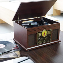 Carica l'immagine nel visualizzatore di Gallery, Mersoco Giradischi Vinile Bluetooth con altoparlanti stereo, Convertitore LP da vinile a MP3 con CD, lettore di cassette, radio FM, Aux in e prese per cuffie