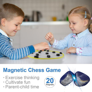 Gioco di Scacchi Magnetici, Gioco da Tavolo a Scacchi con Pietre Magnetiche, Gioco da Tavolo Educativo Dama, Pietre Magnetiche Scacchi da Battaglia Magnetici Portatili per Feste, Famiglia e Compagno