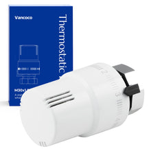 Carica l'immagine nel visualizzatore di Gallery, VANCOCO M30×1,5 mm Testa Termostatica per Termosifoni, Valvola Termostatica Radiatore, Bianco, con Sensore Liquido e Fun