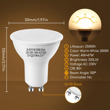 Carica l&#39;immagine nel visualizzatore di Gallery, Aigostar Lampadina LED GU10 4W, Luce Bianca Calda 3000K 320 Lumen, Angolo a Fascio 120-160 Gradi, Nessun Sfarfallio, Pacco da 10