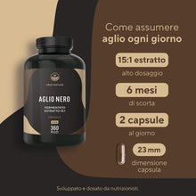 Carica l'immagine nel visualizzatore di Gallery, TRUE NATURE Aglio nero fermentato - 360 capsule - 22.500mg dose giornaliera