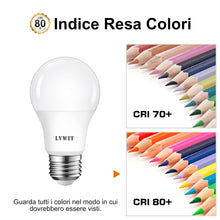Carica l'immagine nel visualizzatore di Gallery, LVWIT Lampadina a LED E27, Forma A60, 8W Equivalenti a 60W, Luce Bianca Naturale 4000K, 806Lm, Consumo Basso, Risparmio 