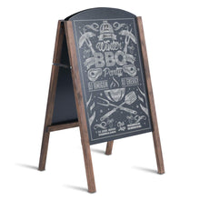 Carica l'immagine nel visualizzatore di Gallery, COSTWAY Lavagna Cavalletto Lavagna da Esterno per Ristorante Lavagna Nera da Pavimento con 2 Facce in Legno Pieghevole per Messaggi Pubblicitari del Negozio (Medello 1)