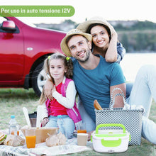 Carica l&#39;immagine nel visualizzatore di Gallery, Scaldavivande Elettrico Portatile in Acciaio Inox (220V &amp; 12V) Portatile 1,5L con Forchetta e Cucchiaio per Auto/Ufficio/Casa