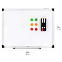Carica l'immagine nel visualizzatore di Gallery, Amazon Basics Lavagna Bianca Magnetica con Cornice in Alluminio, Vaschetta Portapenne, 6 Magneti, 1 Cancellino, 2 Pennar