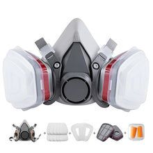 Carica l'immagine nel visualizzatore di Gallery, Maschera traspirante riutilizzabile con 10 filtri - Respiratore a mezza maschera per la lavorazione del legno, saldatura