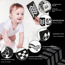 Carica l'immagine nel visualizzatore di Gallery, beiens Sensory Toys Cards, Black and White Newborn Brain Development Toy, Visual Stimulation Learning Activity Cards for