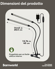 Carica l'immagine nel visualizzatore di Gallery, Bamworld Lampada Crescita Piante con Clip, Luce LED Doppia Testa per Piante da Interno, 42 LED Spettro Completo, 3 Modal